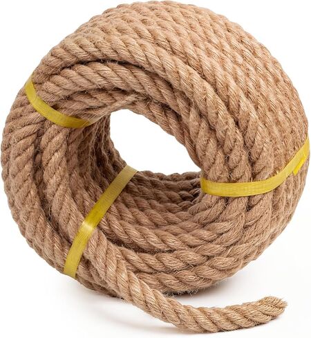Twisted Sisal Rope 3/4 Inch x 100Ft, Natural Jute Rope for Crafts Heavy Duty Multipurpose for Swing Bed, Camping, Tug of War, Docks, DIY Projects. in Saudi Arabia