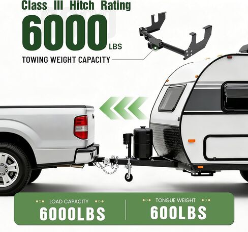 ALMULOO 2 بوصة وصلة وصلة مقطورة فئة 3 متوافقة مع 2004-2005 Ford F-150 6000LBS مسحوق فولاذي مطلي باللون الأسود وصلة سحب المقطورة in Kuwait