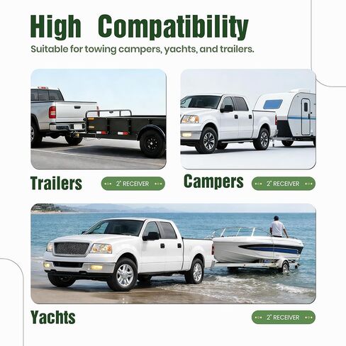 ALMULOO 2 بوصة وصلة وصلة مقطورة فئة 3 متوافقة مع 2004-2005 Ford F-150 6000LBS مسحوق فولاذي مطلي باللون الأسود وصلة سحب المقطورة in Kuwait