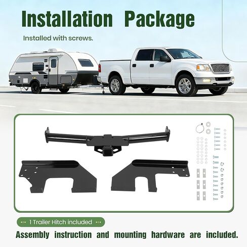 ALMULOO 2 بوصة وصلة وصلة مقطورة فئة 3 متوافقة مع 2004-2005 Ford F-150 6000LBS مسحوق فولاذي مطلي باللون الأسود وصلة سحب المقطورة in Kuwait