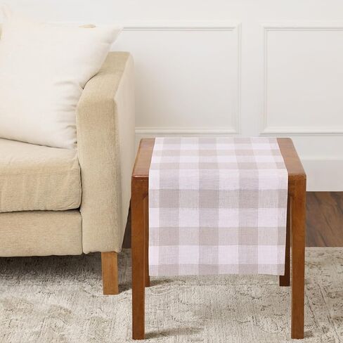 Solino Home Linen Check Table Runner 36 inch – 100% Pure Linen Black and White Buffalo Plaid Table Runner 14 x 36 Inch – Farmhouse Table Runner for Spring, Winter, Holiday in Saudi Arabia
