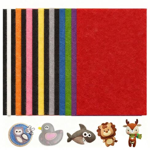 10 Pack Self Adhesive Felt Sheets 10 Colors DIY Sticky Back Felt for Crafts, Felt Fabric Sheets for Art, School Projects, Home Decor, and Bulletin Boards in Saudi Arabia