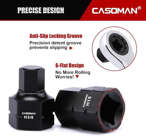 CASOMAN 27-Piece 3/8" Drive Low Profile Impact Hex Bit Socket Set, S2 Steel Allen Bit Socket Set, SAE & Metric, Includes Storage Case in Kuwait