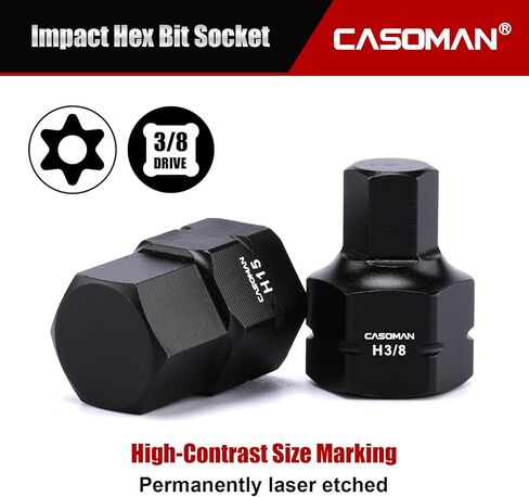 CASOMAN 27-Piece 3/8" Drive Low Profile Impact Hex Bit Socket Set, S2 Steel Allen Bit Socket Set, SAE & Metric, Includes Storage Case in Kuwait