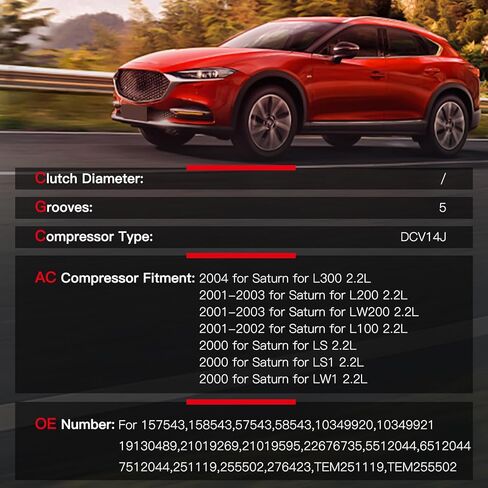 Cciyu تكييف وضاغط للهواء متوافق مع Saturn L200 L300 LW200 L100 LS LS1 LW1 2.2L 2000-2004 يستبدل ضاغط التيار المتردد للسيارة in Kuwait
