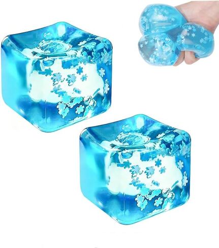 Ice Cubes Stress Balls for Adults, Stress Cube Fidget Toys,Sensory Toys, Squeeze Toys, Slow Rising Ice Cube Shape Squeeze Ball,Party Favors Stress Cube Stress Relief Toys for Adult（2pcs） in Kuwait