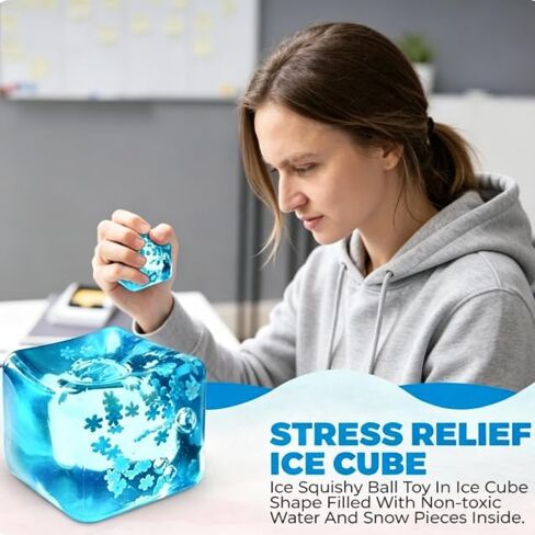 Ice Cubes Stress Balls for Adults, Stress Cube Fidget Toys,Sensory Toys, Squeeze Toys, Slow Rising Ice Cube Shape Squeeze Ball,Party Favors Stress Cube Stress Relief Toys for Adult（2pcs） in Kuwait