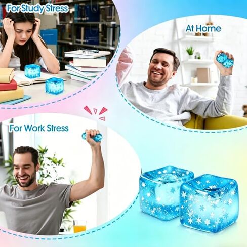 Ice Cubes Stress Balls for Adults, Stress Cube Fidget Toys,Sensory Toys, Squeeze Toys, Slow Rising Ice Cube Shape Squeeze Ball,Party Favors Stress Cube Stress Relief Toys for Adult（2pcs） in Kuwait