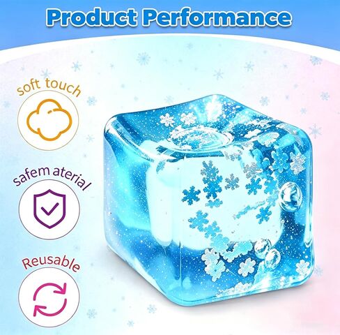 Ice Cubes Stress Balls for Adults, Stress Cube Fidget Toys,Sensory Toys, Squeeze Toys, Slow Rising Ice Cube Shape Squeeze Ball,Party Favors Stress Cube Stress Relief Toys for Adult（2pcs） in Kuwait