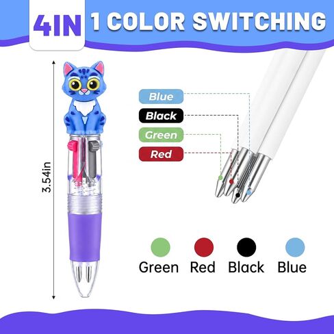 24 Pcs Kpop Party Cat Mini Multicolor Pens in One 4-in-1 Cute Cat Ballpoint Pens Bulk for Kpop Party Fan Meeting Supplies Favors Kawaii Goodie Bag Stuffers for Anime Theme Birthday Decor in Kuwait