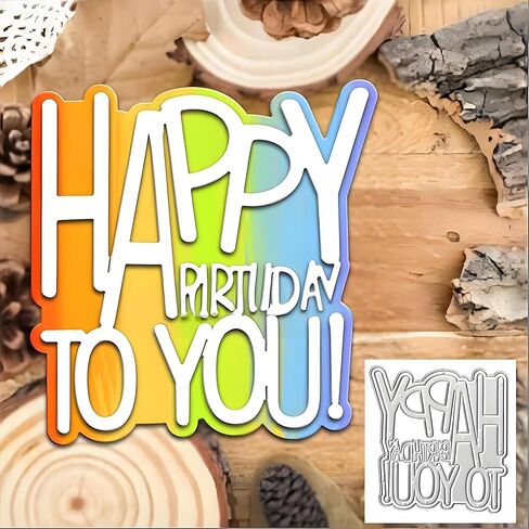 Happy Birthday to You Frame Metal Die Cuts, Happy Birthday Frame Cutting Dies Stencils Card Paper Craft DIY Template Cutting Dies Album Embossing Paper Dies for Card Making Scrapbooking in Kuwait