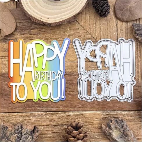 Happy Birthday to You Frame Metal Die Cuts, Happy Birthday Frame Cutting Dies Stencils Card Paper Craft DIY Template Cutting Dies Album Embossing Paper Dies for Card Making Scrapbooking in Kuwait