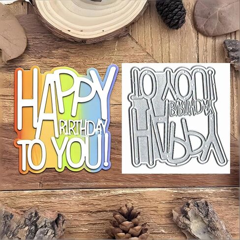 Happy Birthday to You Frame Metal Die Cuts, Happy Birthday Frame Cutting Dies Stencils Card Paper Craft DIY Template Cutting Dies Album Embossing Paper Dies for Card Making Scrapbooking in Kuwait