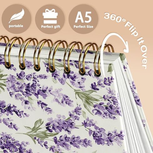 Purple Floral Notebook for Women, Lavender Wildflowers Plant Notebook Aesthetic, Cute Notebook Cottagecore Decor for Women Office Work Student in Kuwait