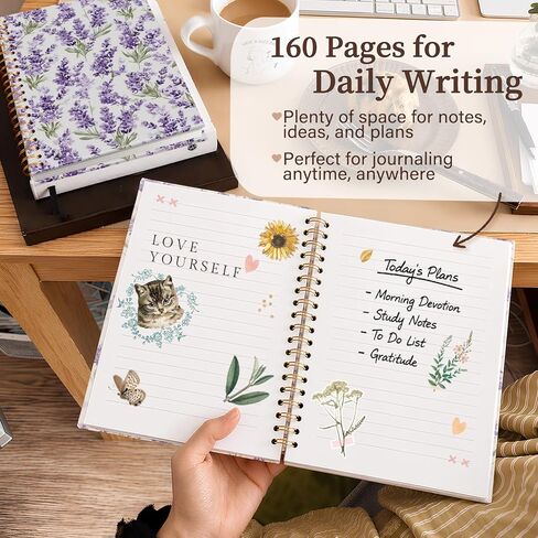 Purple Floral Notebook for Women, Lavender Wildflowers Plant Notebook Aesthetic, Cute Notebook Cottagecore Decor for Women Office Work Student in Kuwait