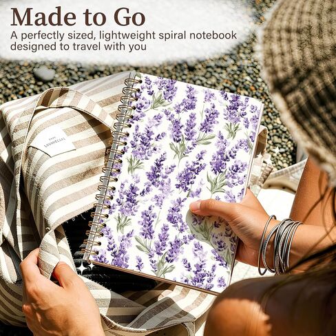 Purple Floral Notebook for Women, Lavender Wildflowers Plant Notebook Aesthetic, Cute Notebook Cottagecore Decor for Women Office Work Student in Kuwait