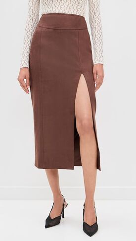 BARDOT Women's Dante Vegan Suede Midi Skirt in Saudi Arabia