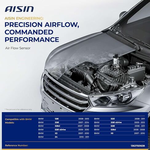 AISIN AFTERMARKET MAFBM-00159 Mass Air Flow (MAF) Sensor - Compatible with BMW 128i 2008-2013, 328i 2007-2014, 328i xDrive 2009-2013, 328xi 2007-2008 528i 2008-2010, X3 X5 2007-2010 - 3.0L 2.5L in Kuwait