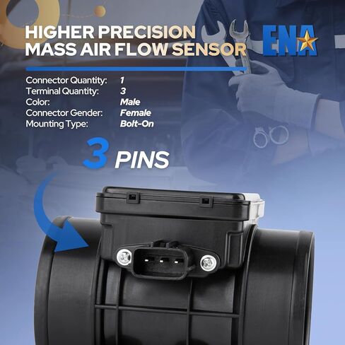 ENA Mass Air Flow Sensor Meter MAF Compatible with Mazda Miata Protege Protege5 Protege 1999 2000 2001 2002 2003 2004 2005 Replacement for MAS0337 7410084 FP3913215 FP3913215R00 FS1E13215 in Kuwait