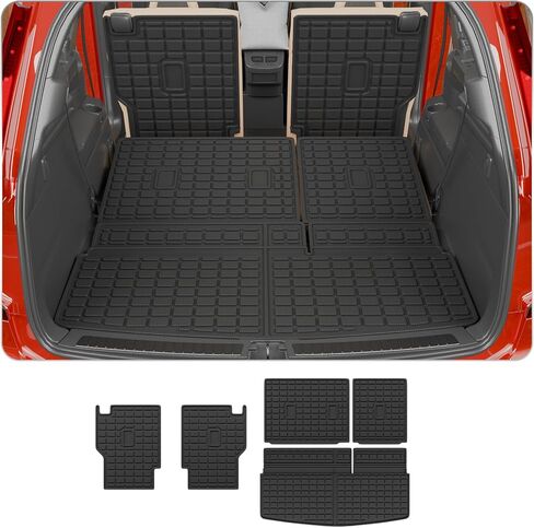 حصيرة شحن متوافقة مع 2018-2024 Ford Expedition Lincoln Navigator (ليس لموديلات MAX أو L) 7 مقاعد Kick Mat TPE 2023 Expedition Accessories (سجادات مسند الظهر للصف الثاني والثالث + سجادة صندوق السيارة) in Kuwait