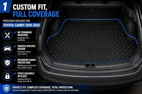 Rezaw-Plast Cargo Mat for Toyota Camry 2018-2025 LE SE XSE XLE Hybrid Custom Fit Trunk Liner All Weather Waterproof Odorless Lightweight Heavy Duty Protection, Black in Saudi Arabia