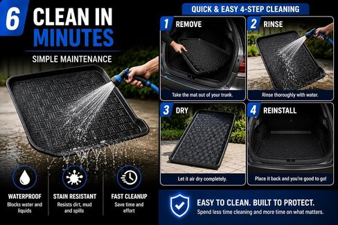 Rezaw-Plast Cargo Mat for Toyota Camry 2018-2025 LE SE XSE XLE Hybrid Custom Fit Trunk Liner All Weather Waterproof Odorless Lightweight Heavy Duty Protection, Black in Saudi Arabia
