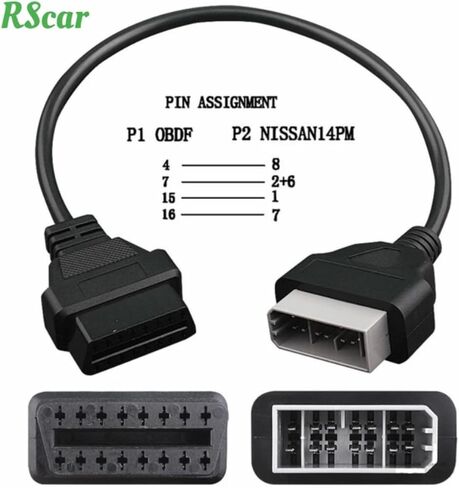 for Nisan 14 Pin Male to 16 Pin Female OBD2 OBDII Diagnostic Tool Adapter Extension Connector Cable 14PIN OBD2 40cm OBD Cable in Saudi Arabia