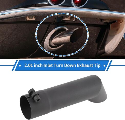 Motoforti 90°2 بوصة طرف عادم مقلوب T201 من الفولاذ المقاوم للصدأ مغزل الرملي أنبوب الكوع 9 بوصة طرف عادم احترافي طويل أسود in Kuwait