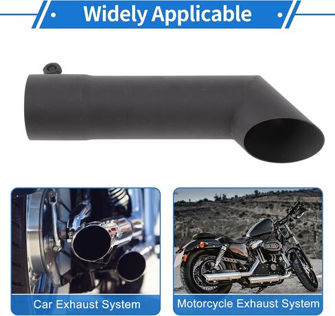 Motoforti 90°2 بوصة طرف عادم مقلوب T201 من الفولاذ المقاوم للصدأ مغزل الرملي أنبوب الكوع 9 بوصة طرف عادم احترافي طويل أسود in Kuwait