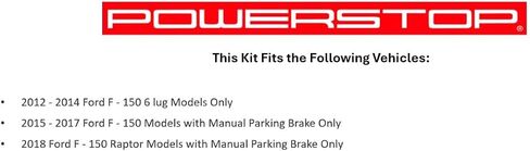 طقم الفرامل والفرجار الأمامي والخلفي PowerStop لسيارة Ford F-150 2012-18 - دوارات قرصية محفورة ومشقوقة + وسادات فرامل Z36 + فرجار مطلي بمسحوق أحمر، KC6268-36 in Kuwait