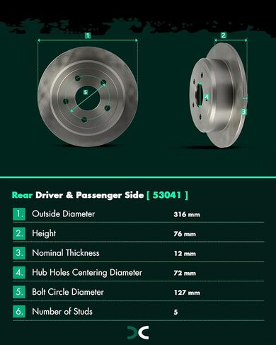 SCITOO - Brake Kits For Jeep For Wrangler 2007-2017,For Jeep For Wrangler JK 2018 Rear Disc Brake Rotors and Ceramic Brakes Pads Replacement: D1274-8390;53041 in Saudi Arabia