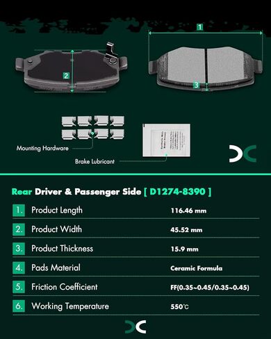 SCITOO - Brake Kits For Jeep For Wrangler 2007-2017,For Jeep For Wrangler JK 2018 Rear Disc Brake Rotors and Ceramic Brakes Pads Replacement: D1274-8390;53041 in Saudi Arabia