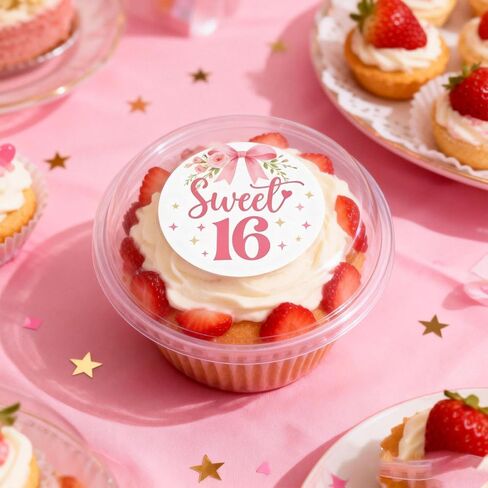 Sweet 16 Birthday Stickers - 120 Pcs 1.6" Round Pink Floral Bow Pattern Stickers for Girls' Sweet Sixteen Birthday Party Decorations, Candy Cookie Favor Bags & Gifts Labels(Pink Bow) in Saudi Arabia