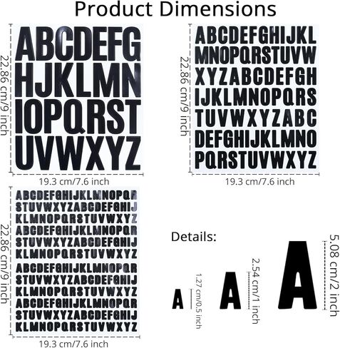 1248 Pieces Small Black Letters 1/2,1,2 Inch Capital Alphabet Sticker for Scrapbooking,Bulletin Boards,Mailbox,Bottle and Cups in Saudi Arabia