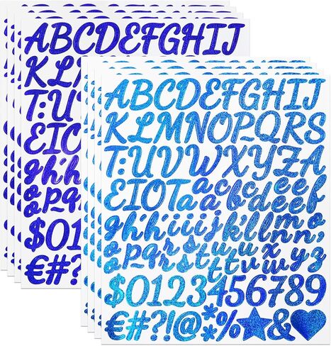 832 Pieces Glitter Letter Number Stickers, 1 Inch Sparkle Alphabet Symbol Sticker for Scrapbook, Greeting Cards DIY,Pink,Gold,Light Blue,Silver in Saudi Arabia