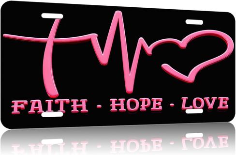 FAΙTH - Hope - Love.Decorative Front License Plate Cover.Wall Decoration.Vehicle Decoration.Female License plate6x12inch 4(Holes) in Saudi Arabia