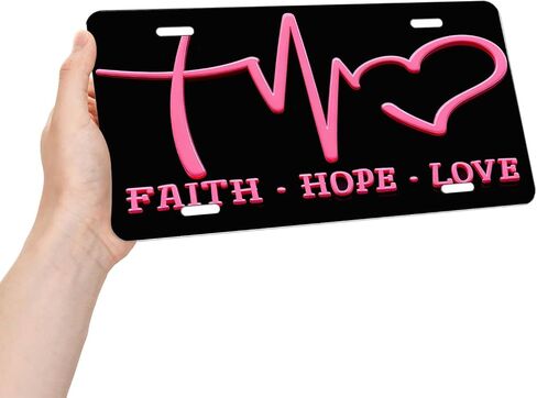 FAΙTH - Hope - Love.Decorative Front License Plate Cover.Wall Decoration.Vehicle Decoration.Female License plate6x12inch 4(Holes) in Saudi Arabia