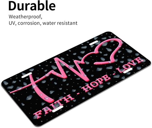 FAΙTH - Hope - Love.Decorative Front License Plate Cover.Wall Decoration.Vehicle Decoration.Female License plate6x12inch 4(Holes) in Saudi Arabia