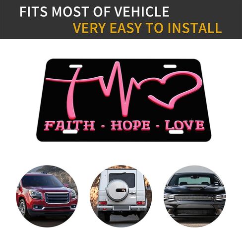 FAΙTH - Hope - Love.Decorative Front License Plate Cover.Wall Decoration.Vehicle Decoration.Female License plate6x12inch 4(Holes) in Saudi Arabia