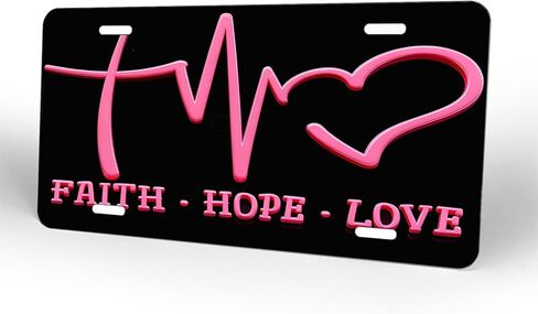 FAΙTH - Hope - Love.Decorative Front License Plate Cover.Wall Decoration.Vehicle Decoration.Female License plate6x12inch 4(Holes) in Saudi Arabia