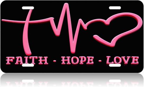 FAΙTH - Hope - Love.Decorative Front License Plate Cover.Wall Decoration.Vehicle Decoration.Female License plate6x12inch 4(Holes) in Saudi Arabia