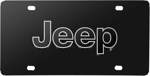 صورة iPick للوحة ترخيص سوداء من الفولاذ المقاوم للصدأ بشعار Jeep Black - مرخصة رسميًا in Kuwait