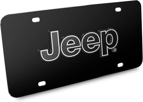 صورة iPick للوحة ترخيص سوداء من الفولاذ المقاوم للصدأ بشعار Jeep Black - مرخصة رسميًا in Kuwait