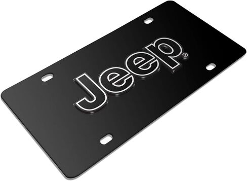 صورة iPick للوحة ترخيص سوداء من الفولاذ المقاوم للصدأ بشعار Jeep Black - مرخصة رسميًا in Kuwait