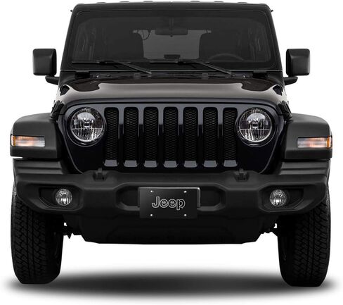 صورة iPick للوحة ترخيص سوداء من الفولاذ المقاوم للصدأ بشعار Jeep Black - مرخصة رسميًا in Kuwait