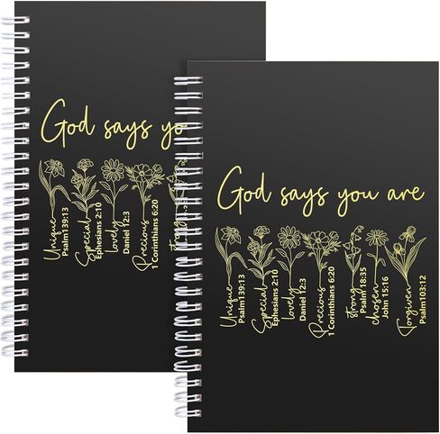 JOHSBYD Christian Spiral Notebook 2 Pcs A5, God Says You are Inspirational Journal Women Men, Religious Prayer Bible Study Notebook for Church Office School (Spiral- 2Pcs God says You are) in Kuwait