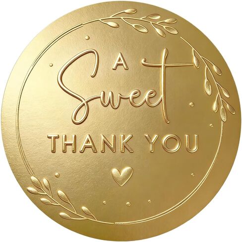 100 Pack A Sweet Thank You Stickers, Embossed Gold Foil Wedding Stickers for Favors, Baby Shower, Cookie Cupcake Candy Packaging, Small Business Thank You Labels, 1.6 Inch (Full Gold) in Saudi Arabia