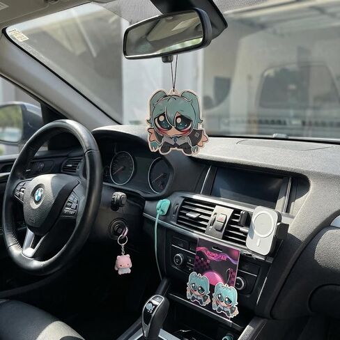 PumpCar 2 pieces Miku double-sided hanging cartoon cherry-scented funny car air freshener Cool hanging for rearview mirror Interior Accessories Gifts in Saudi Arabia