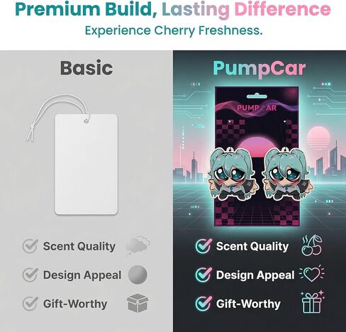 PumpCar 2 pieces Miku double-sided hanging cartoon cherry-scented funny car air freshener Cool hanging for rearview mirror Interior Accessories Gifts in Saudi Arabia