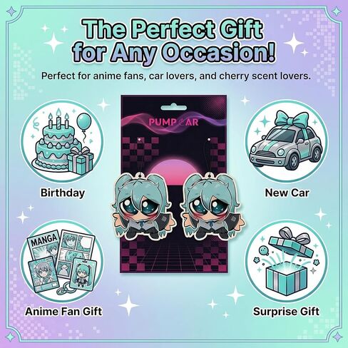 PumpCar 2 pieces Miku double-sided hanging cartoon cherry-scented funny car air freshener Cool hanging for rearview mirror Interior Accessories Gifts in Saudi Arabia